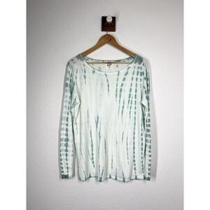 Planet By Lauren G Pima Cotton Tie Dye Sweater One Size White Nile Thin